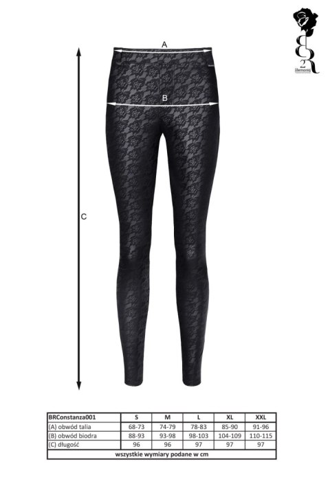 Zmysłowe Legginsy BRConstanza001 Black Demoniq Black Rose 2.0 Collection, rozmiar XXL