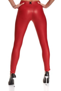 Zmysłowe czerwone legginsy typu wetlook
