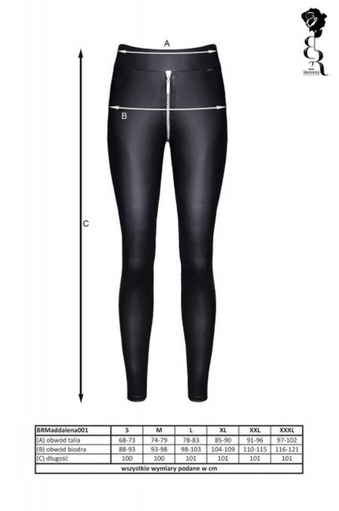 Legginsy BRMADDALENA001 z Efektem Wetlook, Czarne, Rozmiar XXL