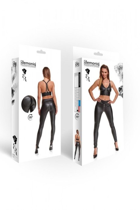 Legginsy BRMADDALENA001 z Efektem Wetlook, Czarne, Rozmiar XXL