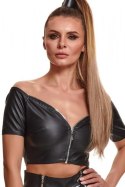 Elegancki Top Marina z Ekoskóry – Czarny