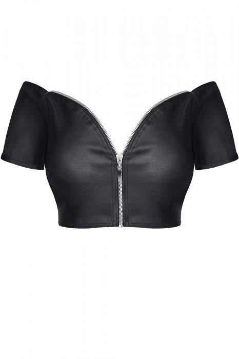Elegancki Top Marina z Ekoskóry – Czarny
