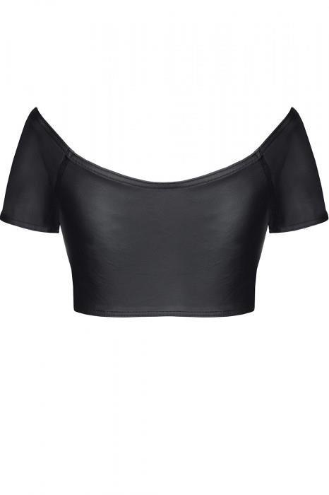 Elegancki Top Marina z Ekoskóry – Czarny