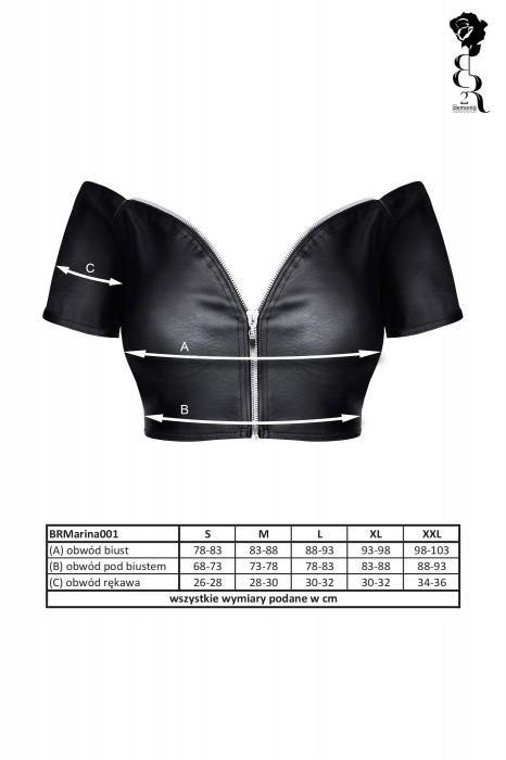 Elegancki Top Marina z Ekoskóry – Czarny