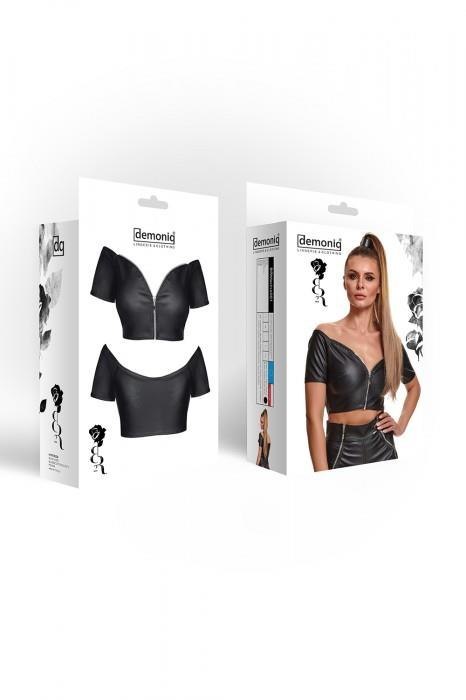 Elegancki Top Marina z Ekoskóry – Czarny