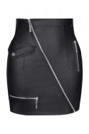 Elegancka mini spódniczka FRANCESCA001 z ekoskóry, czarna