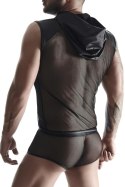 Elegancka Męska Koszulka Fetish z Kapturem i Bez Rękawów - Rozmiar L