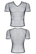 Zmysłowy T-shirt Męski V-Neck z Elastycznej Siateczki