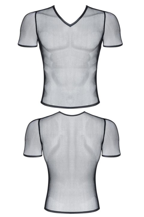 Zmysłowy T-shirt Męski V-Neck z Elastycznej Siateczki