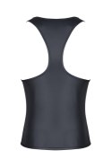 Męski top wet look bez rękawów z ozdobną elastyczną taśmą, rozmiar L