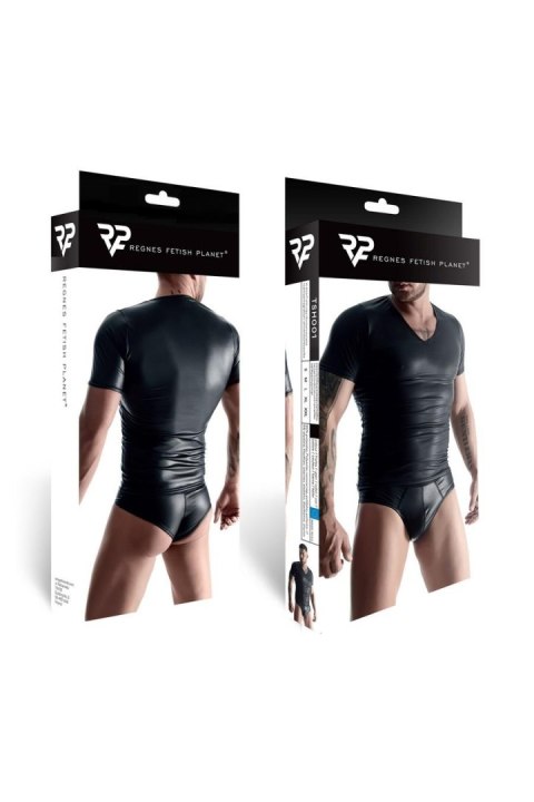 Męski t-shirt wetlook z dekoltem V, rozmiar XL