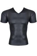 Męski T-shirt Wetlook z Dekoltem w Serek, Rozmiar M