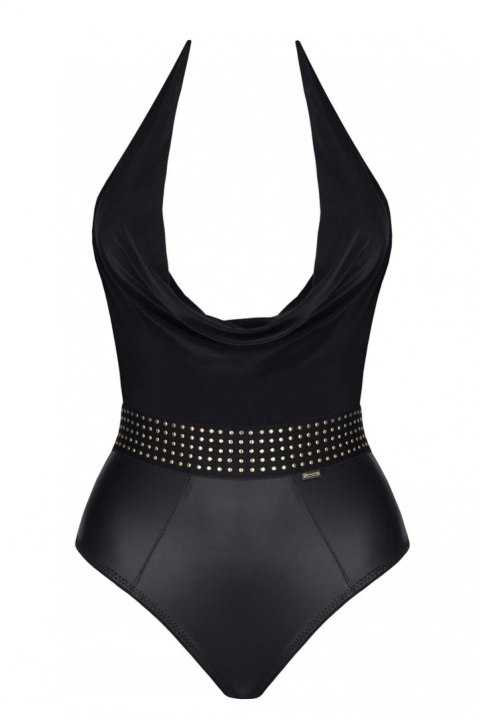 Eleganckie body Samantha – zmysłowa czerń i złote akcenty