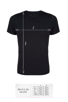 Czarny T-shirt męski w kroju regular, rozmiar M