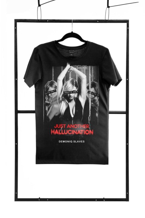 Czarny T-shirt męski w kroju regular, rozmiar M