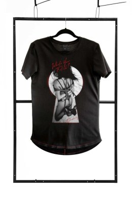 T-shirt męski 'Adults Only' - Czarny, Fason Fashion