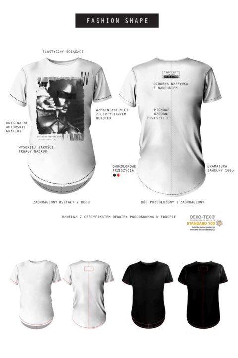 T-shirt męski 'Adults Only' - Czarny, Fason Fashion