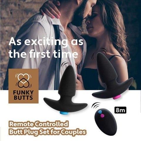 FeelzToys - FunkyButts Zestaw Wibrujących Plugów Analnych Sterowanych Pilotem dla Par