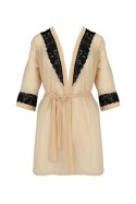 Elegancki Tiulowy Penioar Daisy Beżowy XXL/XXXL
