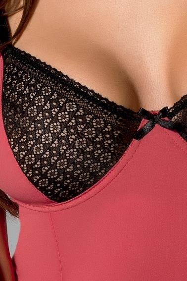Casmir Gill Chemise – Uwodzicielska Czerwona Koszulka z Koronką i Mikrofibry, XXL/XXXL