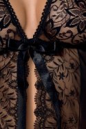 Elegancki peniuar JESSIE ze stringami, czarny XXL/XXXL - Casmir