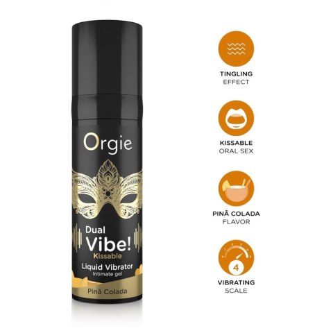 DUAL VIBE! Płynny Wibrator do Całowania o Smaku Pina Colada - 15 ml