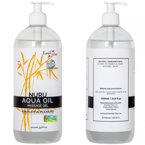 LoveStim Aqua Nuru: Jedwabisty Olejek do Masażu Ciałem o Ciało 1000ml