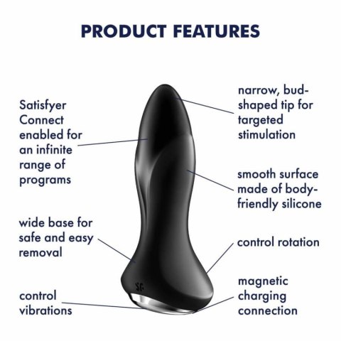 Satisfyer Rotator Plug 1+ Connect App (Czarny) - Obrotowy Korek Analny z Wibracjami i Aplikacją