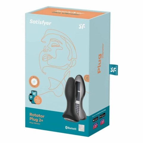 Wibrujący Plug Analny Rotator Plug 2 z Aplikacją (Czarny)