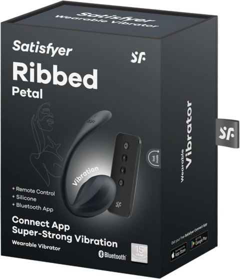 Wibrator Satisfyer Ribbed Petal – Czarny, Sterowany Aplikacją