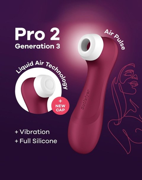 Satisfyer Pro 2 Generacji 3 z Liquid Air, Wytrawna Czerwień