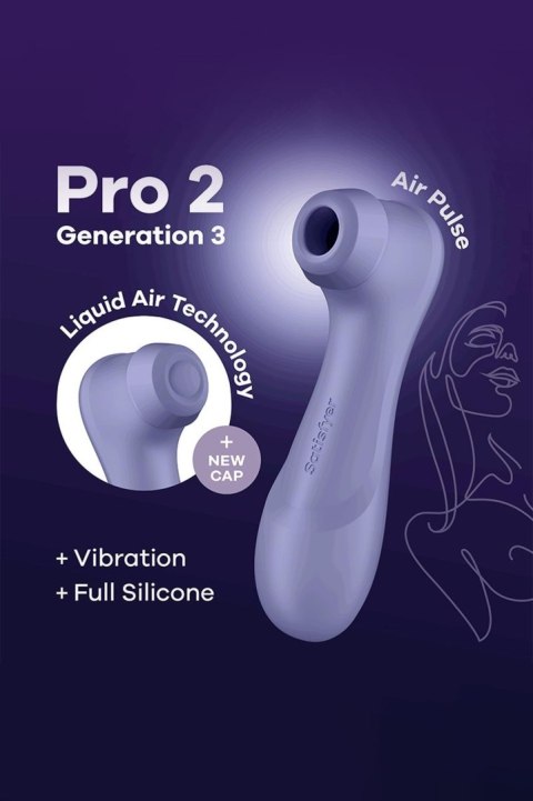 Satisfyer Pro 2 Generacji 3: Fale rozkoszy z Liquid Air, wibracjami i aplikacją – liliowy