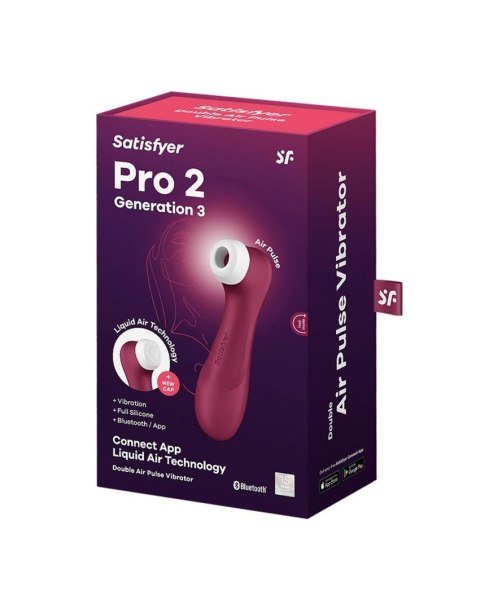 Satisfyer Pro 2 Trzeciej Generacji z Technologią Liquid Air, Wibracjami i Aplikacją – Kolor Czerwonego Wina
