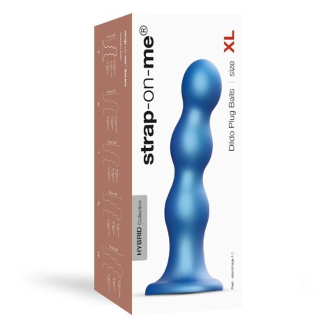Dildo Plug Balls – Metaliczny Błękit, Rozmiar XL