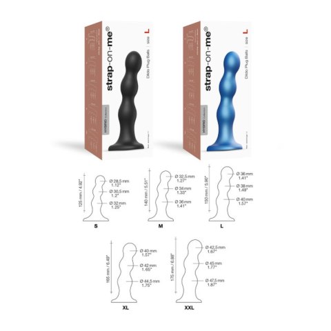 Dildo Plug Balls – Metaliczny Błękit, Rozmiar XL