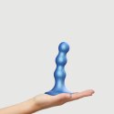 Metaliczny Niebieski Dildo-Plug z Perłami – Rozmiar S