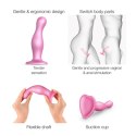DILDO PLUG CURVY w Odcieniu Metalicznego Cukierkowego Różu - Rozmiar S