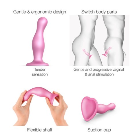 DILDO PLUG CURVY w Odcieniu Metalicznego Cukierkowego Różu - Rozmiar S