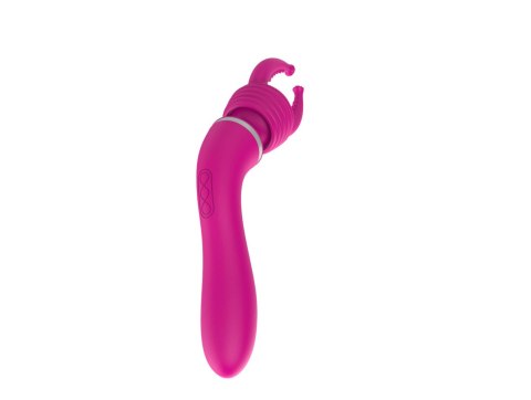 Masażer o podwójnej stymulacji z nakładką, 10 funkcji wibracji, USB, różowy