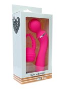 Masażer o podwójnej stymulacji z nakładką, 10 funkcji wibracji, USB, różowy