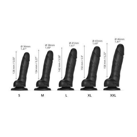 Realistyczne Dildo Sliding Skin, Czarne, Rozmiar M