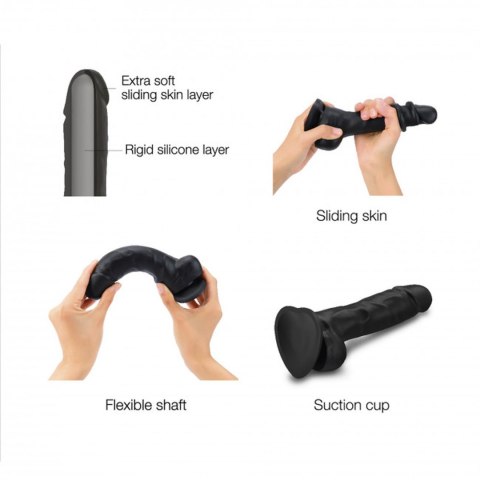 Realistyczne Dildo z Przesuwną Skórą – Czerń, Rozmiar S