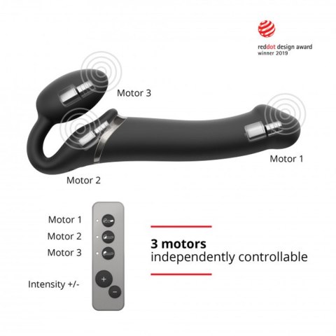 Wibrujące Dildo Strap-On – Czarne (rozmiar M)
