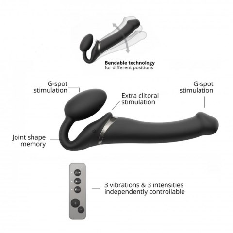 Wibrujące Dildo Strap-On – Czarne (rozmiar M)