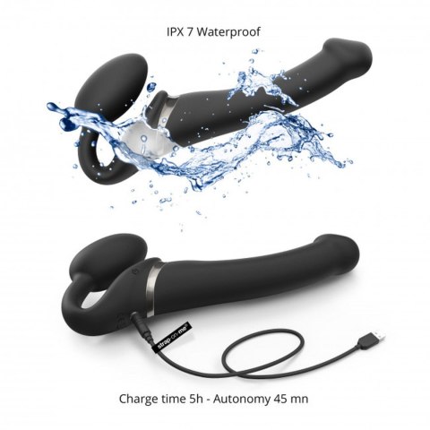 Wibrujące Dildo Strap-On – Czarne (rozmiar M)