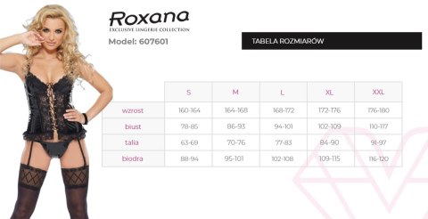 Zmysłowy gorset Roxana 6076 z koronką i stringami – czarny, rozmiar L