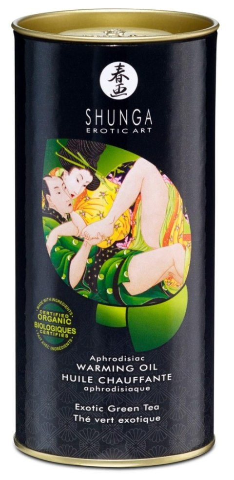 Rozgrzewający olejek do masażu Shunga Exotic Green Tea
