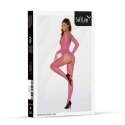 Zmysłowe różowe bodystocking z dużej siateczki model 2061