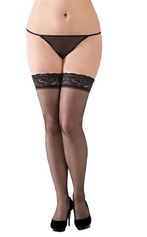 Eleganckie Pończochy Plus Size 5514 z Koronką – Czarne 3XL