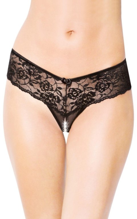 Koronkowe stringi z pęknięciem 2440 - czarne M/L